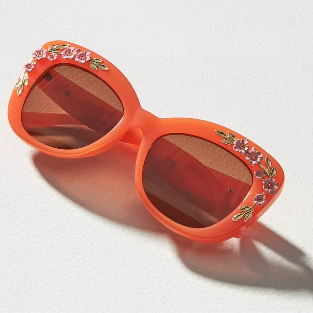 NWT Anthropology Floral-Trimmed Cat-Eye Sunglasses